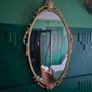 Mirror Vintage painted Gold metal framed oval Mirror Image 7