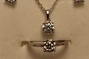 Rhodium Plated Sterling Silver 4 Piece Moissanite Jewellery Set (Bargain)
