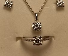 Rhodium Plated Sterling Silver 4 Piece Moissanite Jewellery Set (Bargain)