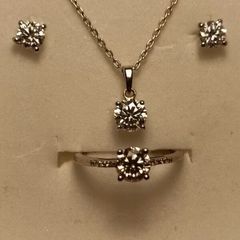Rhodium Plated Sterling Silver 4 Piece Moissanite Jewellery Set (Bargain)