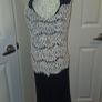 Marc Angelo Navy White Lace Pencil Dress Size 12 Elegant Occasion Midi Image 3