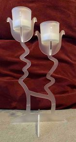 new in box double acrylic candle holder