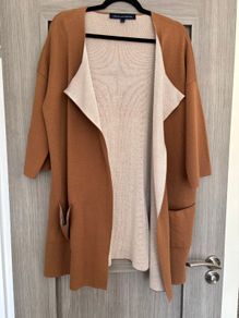 French Connection tan and cream cardigan
