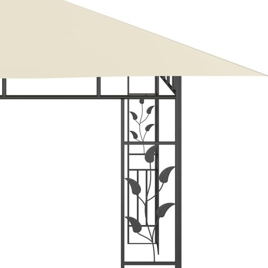 Gazebo with Mosquito Net and String Lights 4x3x2.73 m Cream 180 g/m Sq