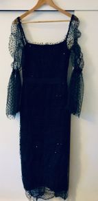 Sisters by Tori Bella Navy Polka Dot Chiffon Occasion Dress BNWT UK 12