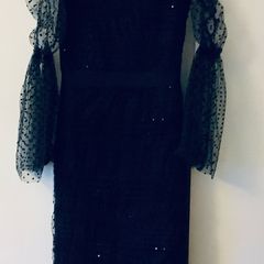 Sisters by Tori Bella Navy Polka Dot Chiffon Occasion Dress BNWT UK 12