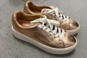 Skechers Rose Gold Metallic Low-Top Platform Sneakers