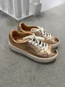 Skechers Rose Gold Metallic Low-Top Platform Sneakers