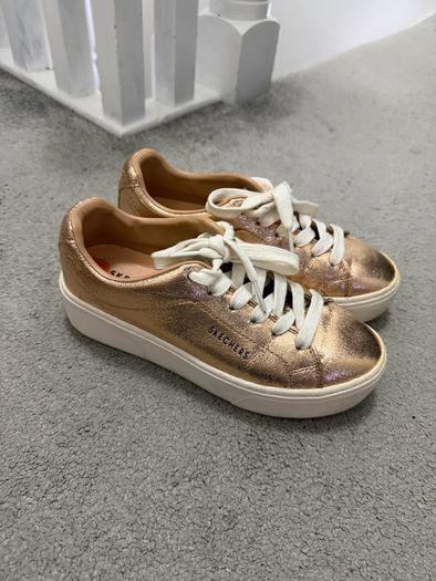 Skechers Rose Gold Metallic Low-Top Platform Sneakers