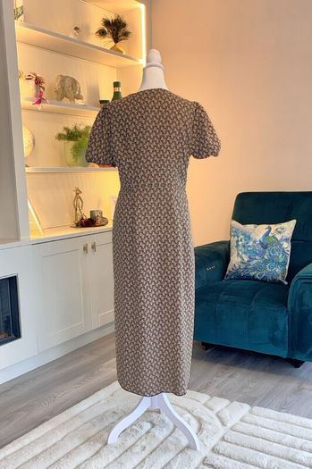 Brand New Emery Rose Wrap Front Geometric Midi Dress - Size M / UK 10 / EU 38