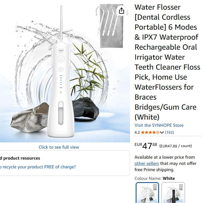 Water Flosser, Cordless, 6 Modes & IPX7 Waterproof Rechargeable Oral Irrigator Water Teeth Cleaner Floss Pick