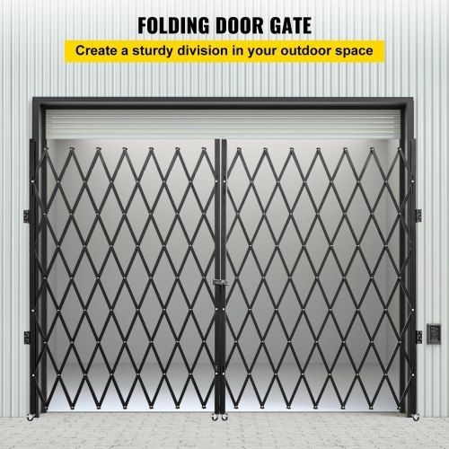 Double Folding Security Gate, 382 x 214 cm(W x H) W Folding Door Gate, Steel Accordion Security Gate, Flexible Expanding Security Gate,