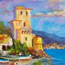 Original Italian coastal painting Image 3
