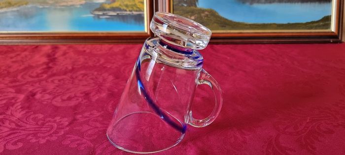 Antique Kilkenny Cobalt Blue Swirl Glass Large Footed Water Jug /Pitcher
