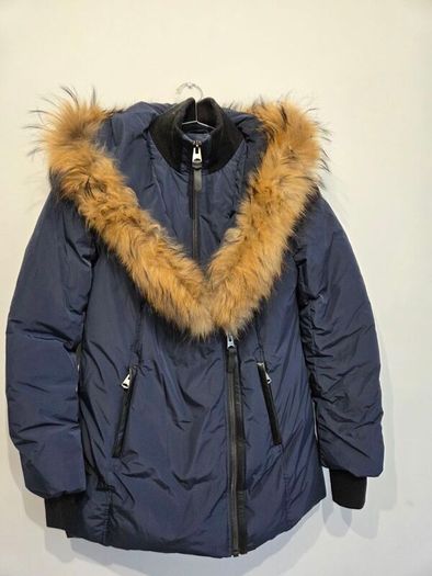 Mackage Adali Down Jacket Navy Size L Fur Trim Collar