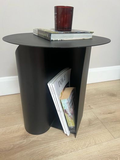 Black metal Side table with storage