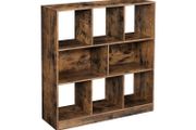 Bookcase  8 compartments vintage  bookshelf, cube shelf, stand shelf, with open compartments, for living room, study, children's room, office, as room divider, 97.5 x 30 x 100 cm, vintage brown