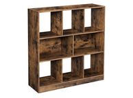 main image for ad Bookcase  8 compartments vintage  bookshelf, cube shelf, stand shelf, with open compartments, for living room, study, children's room, office, as room divider, 97.5 x 30 x 100 cm, vintage brown