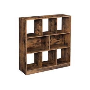 Bookcase  8 compartments vintage  bookshelf, cube shelf, stand shelf, with open compartments, for living room, study, children's room, office, as room divider, 97.5 x 30 x 100 cm, vintage brown