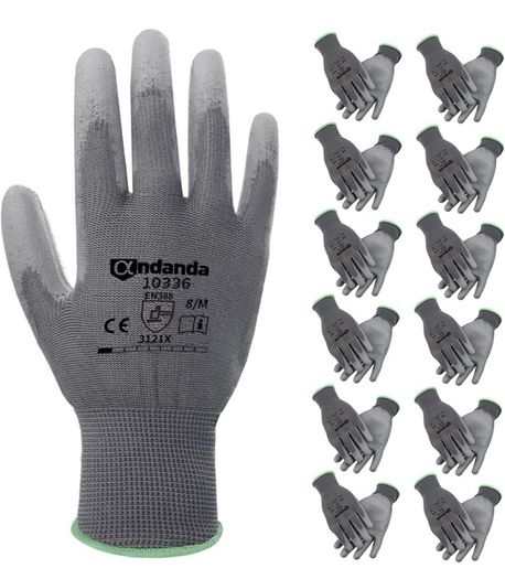 12 Pair Safety Work Gloves, Seamless Knit Glove with Polyurethane(PU) Coated on Palm & Fingers, Ideal for General Duty Work like Warehousing/Logistics/Assembly MULTIPLE COLOURS AVAILABLE (FREE POSTAGE)