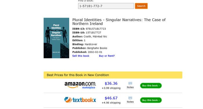 Plural Identities - Singular Narratives: The Case of Northern Ireland Mairead Nic Caith