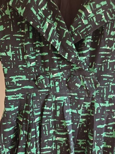 Trashy Diva by Candice Gwinn Vintage Style Green & Black Midi Dress
