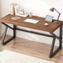 Wood Computer Desk 152cm, Rustic Home Office Desk, Vintage Wooden Study Table, Solid Wood Metal Home Workstation for Writing, Gaming, Work, Brown Image 3