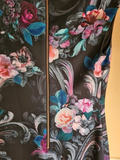 TED BAKER MARCELA black oriental floral dress midi Size 2 UK 10