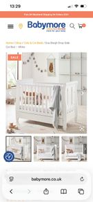 Babymore Eva Sleigh Cot Bed and Mattress Like New