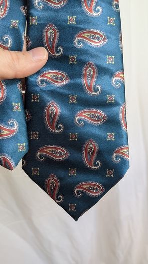 Christian Dior Monsieur Tie Blue Paisley Silk Vintage Designer Mens Necktie