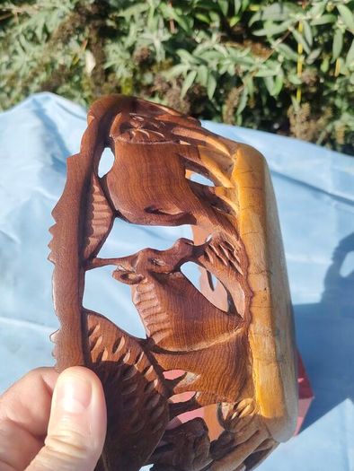 African Animal hand carved wooden bowl