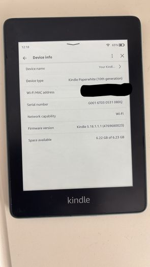 Kindle Paperwhite 10th Generation (8GB)  Great Condition