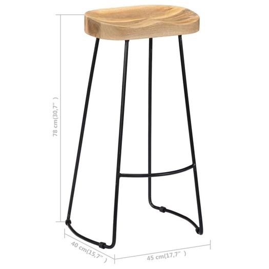 Set of 2 Bar Chair Brown and Black