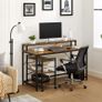 _Coumuter table, desk with monitor stand, with trolley, storage for documents, home office, study, industrial style, Image 2