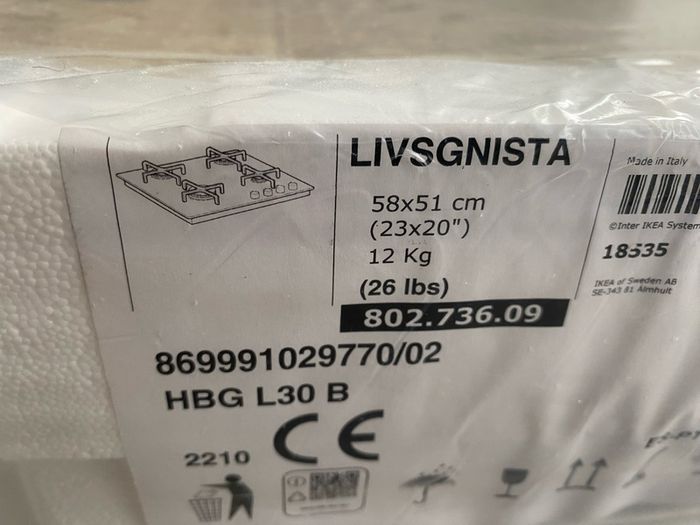 IKEA LIVSGNISTA 4 Burner Gas hob glass black
