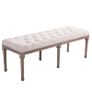 NEW SALE | Cushioned Dining Bench 56 inch Chic Button Tufted 3 Person Stool Bench Bedside Seat End Hallway Linen Image 2