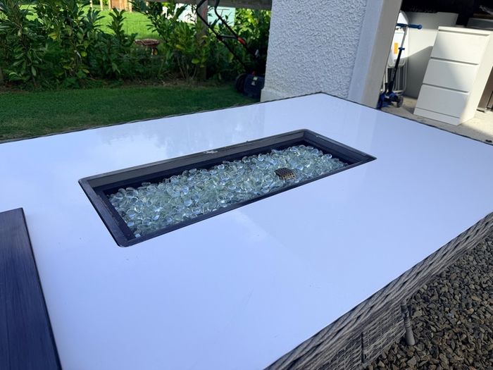 Rattan fire pit garden table