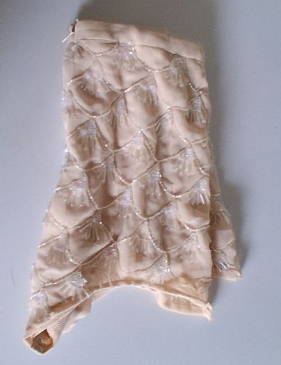 Miss Selfridges - Beige Cream Scallop Beading Vintage Style Shorts