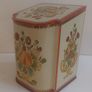 Funky Retro Mid-Century 1950's Tin Tea Caddy, with a Stylish Embossed Floral Design an Unusual Shape, with a Cushion Lid, by Baret Ware in the Monetery Design Image 5