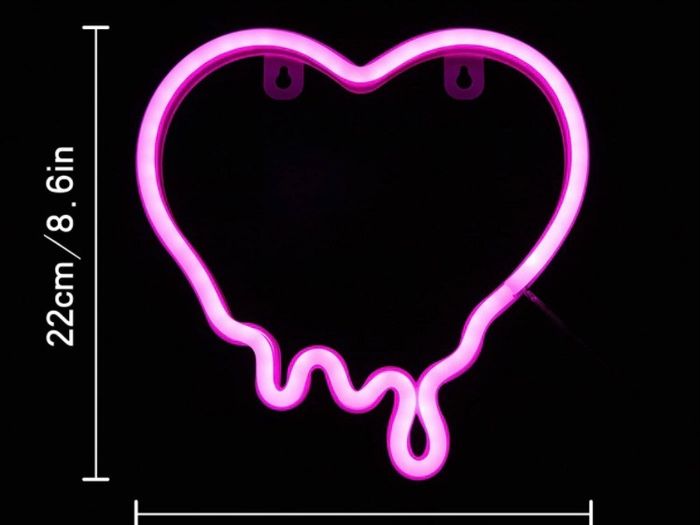 Heart Neon Signs, Pink Heart Neon Lamp Pink LED Neon Lights Night Light