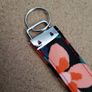 Hamdmade wrist belt keyring, fabric keychain, black and red flowers New Image 3