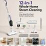 Steam Mop 12-in-1 with Detachable Handheld Floor Steam Cleaner 3 Steam Levels, 470ml Water Tank, 15s Heat-Up, Continuous Steam, Fragrance Compartment and Accessories for Sealed Hard Floors Image 2