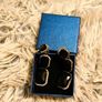 Black Gemstone Drop Earrings Image 2