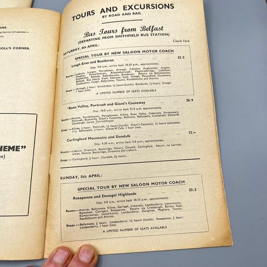 Ulster Transport Authority Easter and Christmas Holiday Timetables - 1949 & 1953