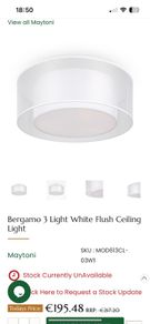 Bergamo 3 light white flush Ceiling light
