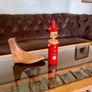 Vintage Tall Wooden Pinocchio Coin Bank with Lock and Keys Red Hand Painted Italy 29 cm Image 3