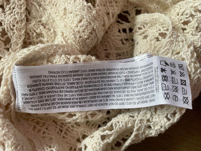 womens top blouse short sleeve crocheted Mango ecru size S brand new