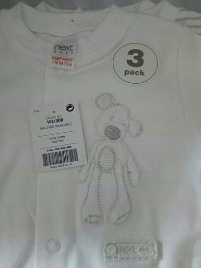 NEXT BNWT 3pk Sleepsuits up to 3mths