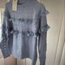 Bnwt blue crewneck jumper with frill detail one size Image 7