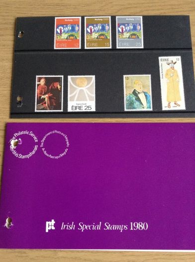 Full mint set of 1980 Irish Commemorative stamps